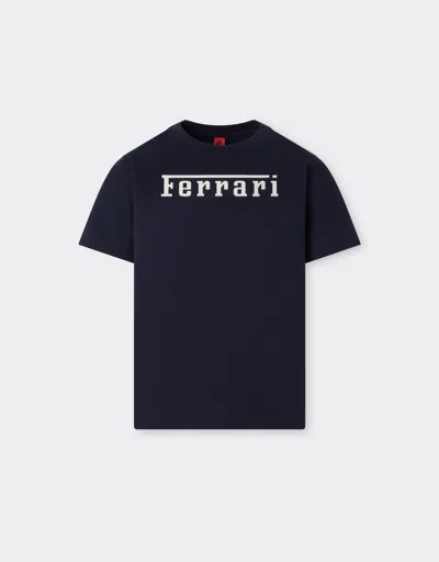 Ferrari Cotton T-shirt With  Logo In Blue