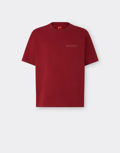 Ferrari Cotton T-shirt With  Logo In Burgundy