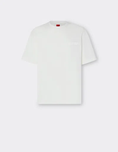 Ferrari Cotton T-shirt With  Logo In Optical White