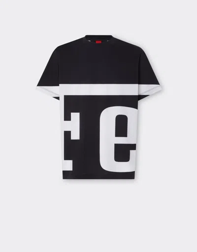 Ferrari Cotton T-shirt With  Logo Print In Black