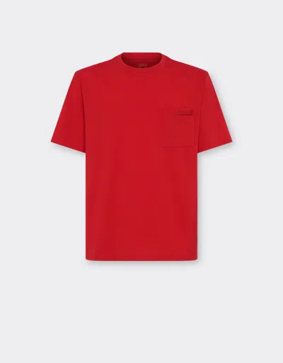 Ferrari Cotton T-shirt With Pocket In Racing Red