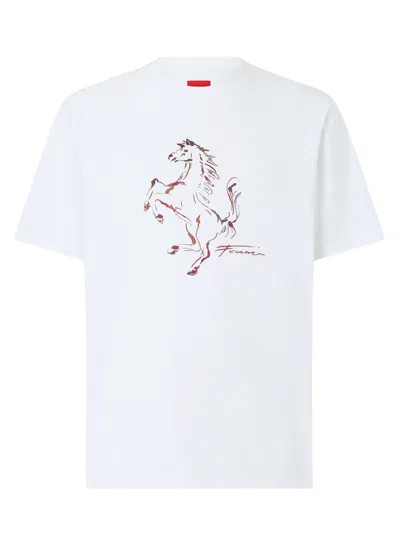 Ferrari Cotton T-shirt In White