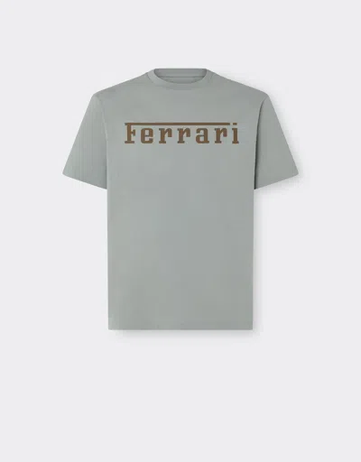 Ferrari Cotton T-shirt With  Logo In Gray