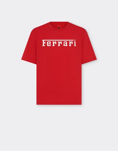 Ferrari Cotton T-shirt With  Logo In Red