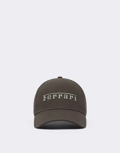 Ferrari Cotton Twill Baseball Cap In Brown