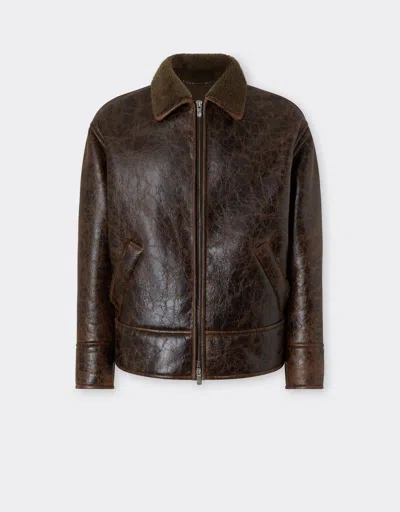 Ferrari Crackled Lambskin Jacket In Mimetico
