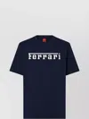 Ferrari Crew Neck Cotton T-shirt With Short Sleeves In Blue
