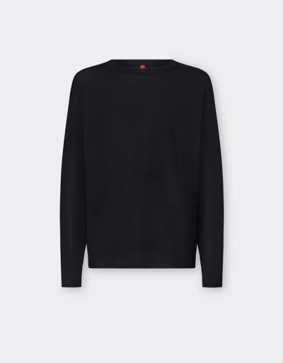 Ferrari Crew-neck Jumper In Silk And Viscose In Blue