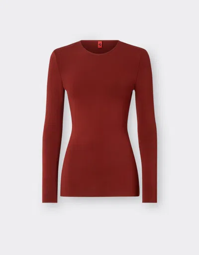 Ferrari Crew-neck Jumper In Technical Yarn In Burgundy