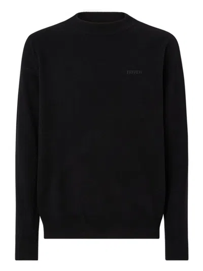 Ferrari Crew Neck Sweater In Cashmere And Wool In Black