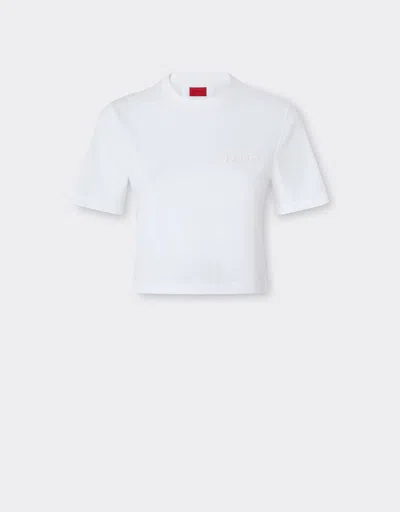 Ferrari Crop Cotton T-shirt In White
