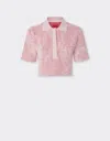 Ferrari Cropped Polo Shirt In Terry Jacquard With Cavallino Dots Pattern