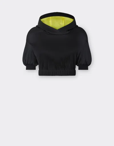 Ferrari Cropped Sweatshirt With Hood In Black