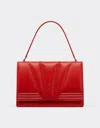 Ferrari Crossbody Bag In Smooth Leather With 3d Motifs In Rosso Dino