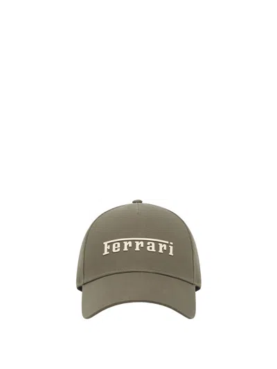 Ferrari Curved Peak Logo Hat For Men In Green