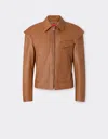 Ferrari Deer-effect Nappa Leather Blouson In Brown