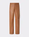 Ferrari Deer-effect Nappa Leather Cargo Pants In Brown