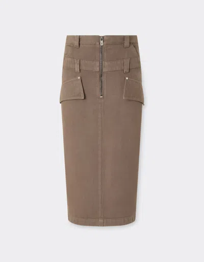 Ferrari Denim Skirt In Brown