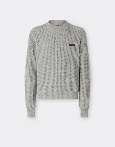 Ferrari Denim-effect Crew-neck Jumper In Sand
