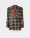 Ferrari Double-breasted Blazer In Tartan Wool