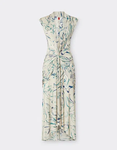 Ferrari Dress In Viscose Fabric With Cavallino Print In Ecru
