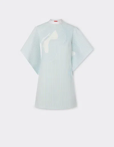 Ferrari Dress With Batwing Sleeves And Circuit Print In Optical White