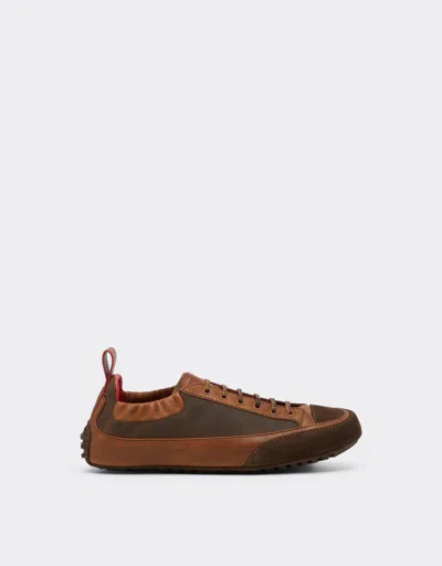 Ferrari Driver Sneakers In Nylon, Suede, And Leather In Brown