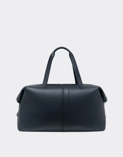 Ferrari Duffle Bag In Tumbled Leather In Navy