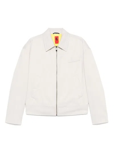 Ferrari Ecru Cotton Bomber Jacket