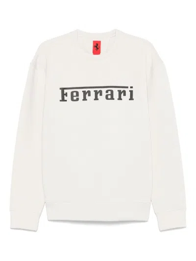 FERRARI ECRU PRINTED LOGO SWEATSHIRT