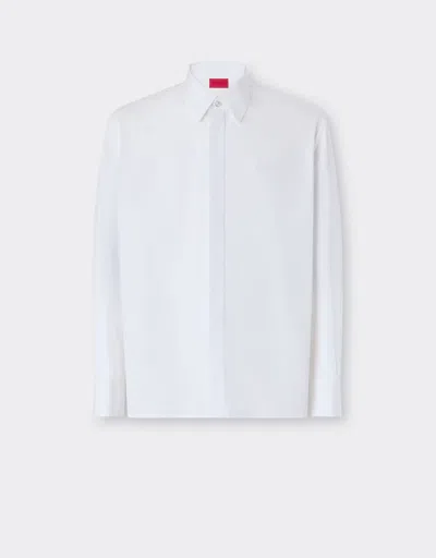 Ferrari Embroidered Cotton Poplin Shirt In White