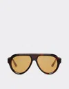 Ferrari Acetate Brown Tortoiseshell Sunglasses With Brown Gold Mirrored Lenses In Brown