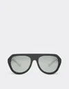 Ferrari Black Sunglasses With Leather Details And Polarised Mirror Lenses In Black