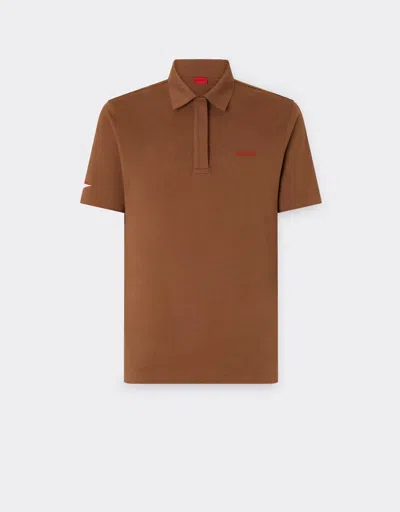 Ferrari Cotton Polo Shirt For The 2026 Monaco Grand Prix In Brown