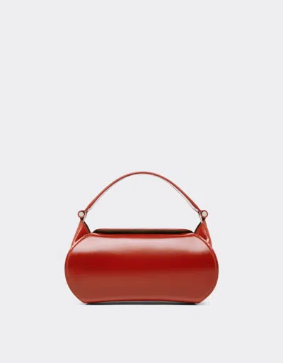 Ferrari Dino Bag With Shoulder Strap In Shiny Leather In Maison Red