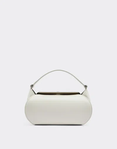 Ferrari Dino Leather Bag With Shoulder Strap In Ecru