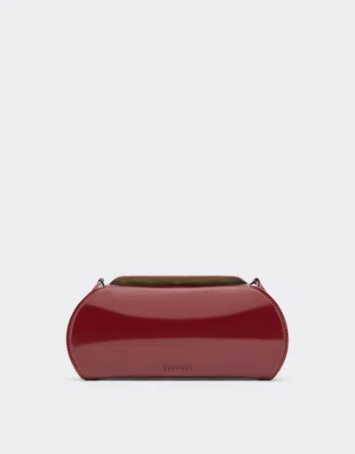 Ferrari Dino Leather Wallet With Shoulder Strap In Red