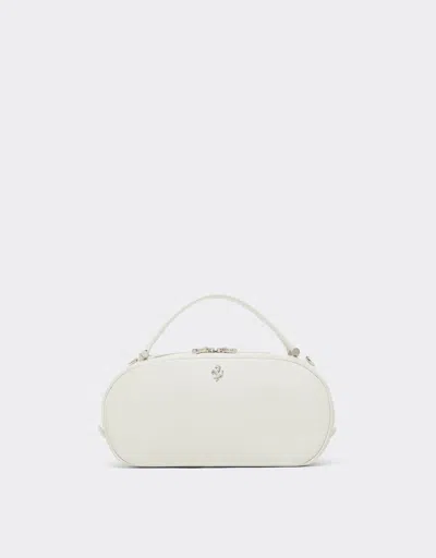 Ferrari Dino Mini Bowling Bag Soft In Suede And Leather In White