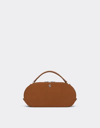 Ferrari Dino Mini Bowling Bag Soft In Suede In Brown