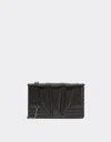 Ferrari Gt Brushed Leather Clutch Wallet With Chain In Dark Brown