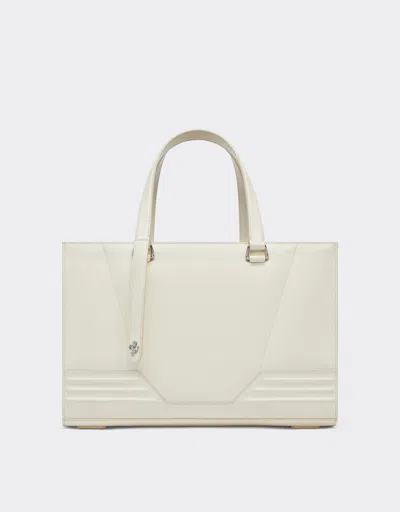 Ferrari Gt Brushed Leather Tote Bag In White
