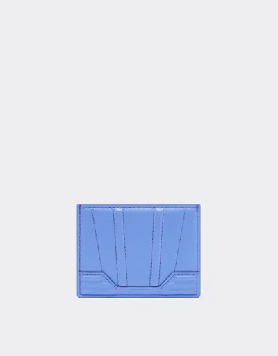 Ferrari Gt Card Case In Smooth Leather In Cyan