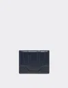 Ferrari Gt Card Holder In Brushed Leather In Navy