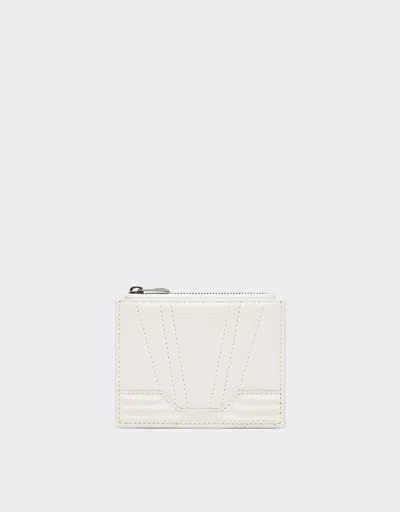 Ferrari Gt Card Holder In Smooth Leather In Neutral