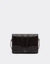 Ferrari Gt Crossbody Bag In Brushed Leather In Dark Brown