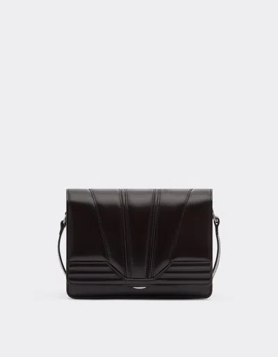 Ferrari Gt Crossbody Bag In Brushed Leather In Dark Brown