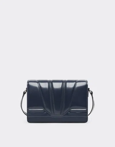Ferrari Gt Crossbody Bag In Brushed Leather In Navy