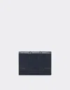 Ferrari Gt Foldable Card Holder In Brushed Leather In Navy