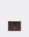 Ferrari Gt Glossy Leather Card Holder In Brown
