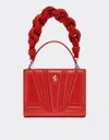 Ferrari Gt Leather Micro Tote Bag With Scoubidou Detail In Rosso Dino